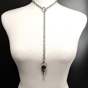 Slip chain in stainless steel with crow skull and open o-ring image 3