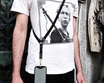 Vegan Leather Crossbody Phone Strap: Goth Festival Lanyard