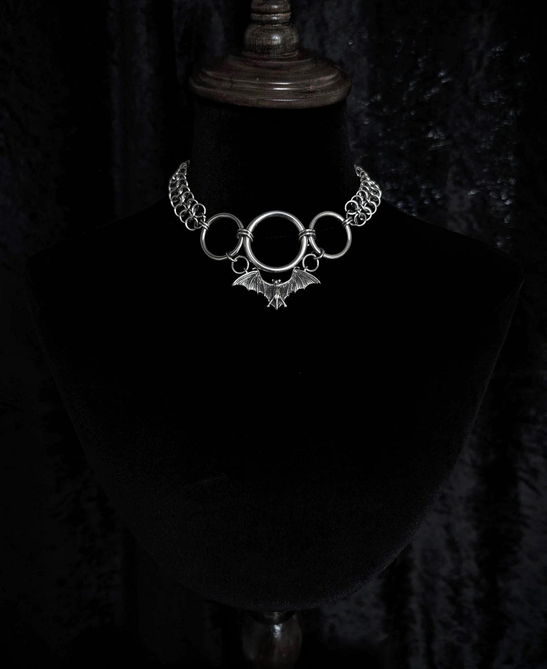 Chainmail Necklace Collar Antique Bat in Stainless Steel, Gothic ...
