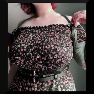 Harness chest with double mi front belts, gothic lingerie, plus size available