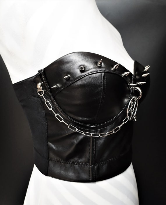 Leather Bustier Women's Corset Top Bra Black Breast-wrapped Vest Elastic  Vest All-match