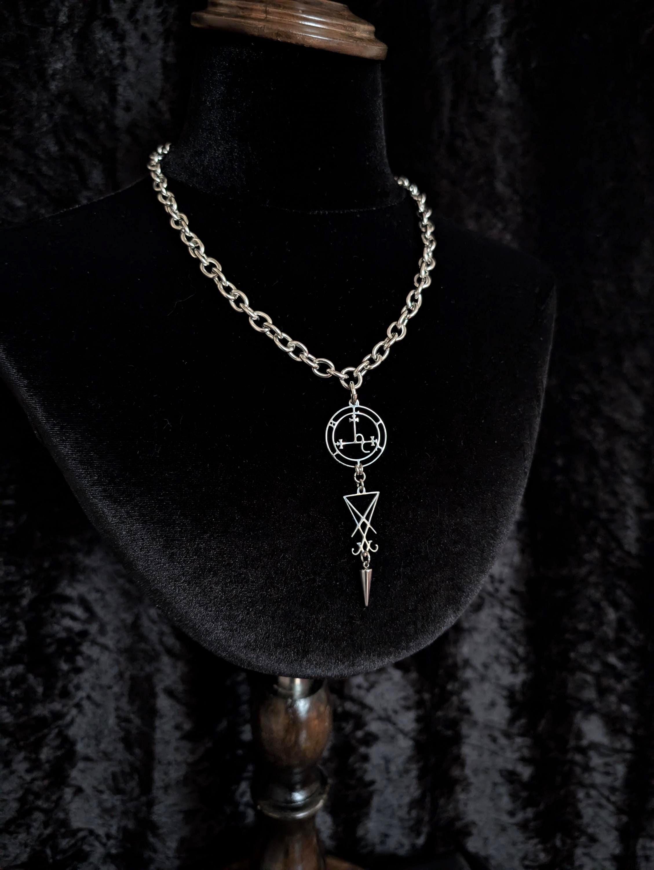 Lucifer Rava Chain Satanic Royalty Chunky Chain Necklace in Stainless Steel, Lilith ...