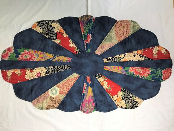 Table Runner With Japanese Pattern Fabric And Silk 24 5in X Etsy