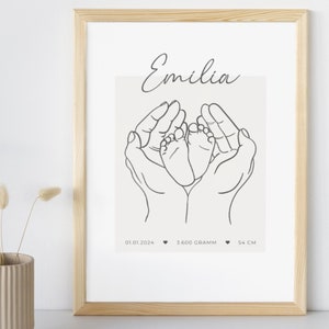 Babyfüße Poster zur Geburt I Personalisierbares Geschenk zur Geburt I Geburtsposter minimalistisch