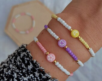 Buntes Perlenarmband // Armband Herz // Armband Mond // Armband Stern // Armband Blume // Farbe & Motiv nach Wahl // Sommer Armband