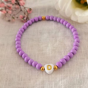 Pulsera de letras corazón con cuentas de vidrio I pulsera de cuentas de colores I pulsera personalizada I pulsera personalizable