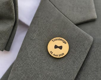 Anstecker Trauzeuge personalisiert I Trauzeugen Geschenk Hochzeit, Pin mit Gravur, Geschenk Trauzeuge mit Geschenkbox