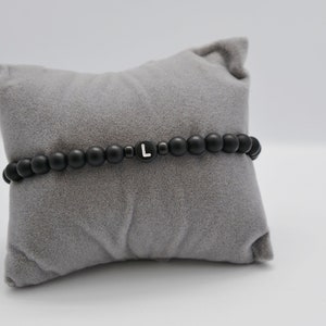 Pulsera de letras Jade negro // Pulsera de pareja personalizada // Pulsera de hombre // Pulsera unisex // Pulsera de nombre para hombre