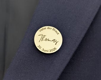 Boutonnière nuziale personalizzata – Regalo per il padre della sposa – Spilla nuziale incisa – Regalo per il padre della sposa