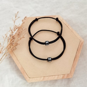 Pulsera de cuerda de vela conjunto de pulseras de pareja // pulseras de pareja negras // pulseras de amistad // pulsera de letras // pulsera de surfista
