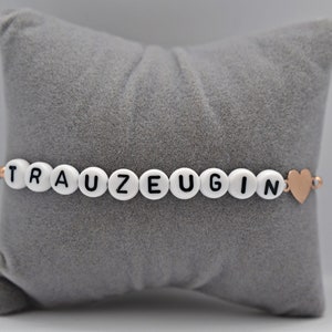 Pulsera de dama de honor con corazón de plata de ley 925 (también chapada en oro y chapado en oro rosa) / boda, novia, regalo, pulsera de letras, corazón