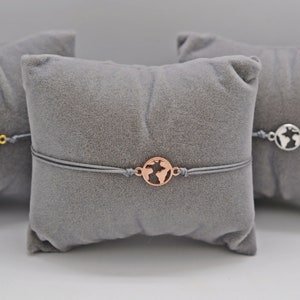 Armband Weltkarte 925 Sterling Silber I Weltkugel Armband I Geschenk Weltreise I Glücksbringer Reise