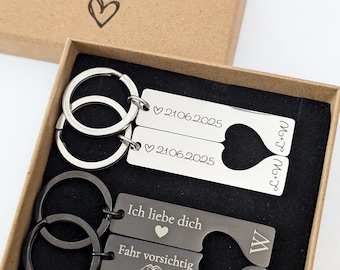 Partner Schlüsselanhänger personalisiert – Geschenk für Paare, Valentinstag Geschenk, Hochzeitsgeschenk