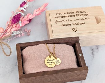 Mother of the Bride Necklace in Personalized Wooden Box | Mother of the Bride Gift | Wedding Gift Mother-in-Law | wedding gift wife