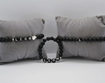 Familien Armband Set Schwarz // Geschenk Geburt // Armband personalisiert // Armband Papa // Partnerarmbänder