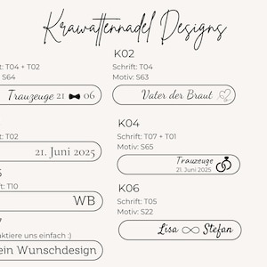 Designauswahl für personalisierte Krawattennadel - personalisierte Geschenke für Herren