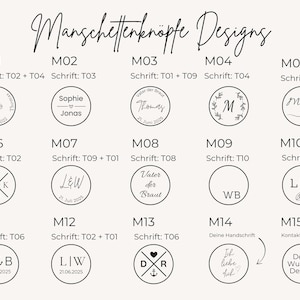 Designs für Manschettenknöpfe zur Hochzeit - Als Hochzeitsgeschenk für ihn oder Geschenk für den Trauzeugen