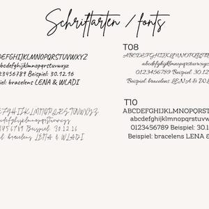 Weitere 4 Schriftarten zur Auswahl für personalisierte Manschettenknöpfe - personalisierte Geschenke zur Hochzeit