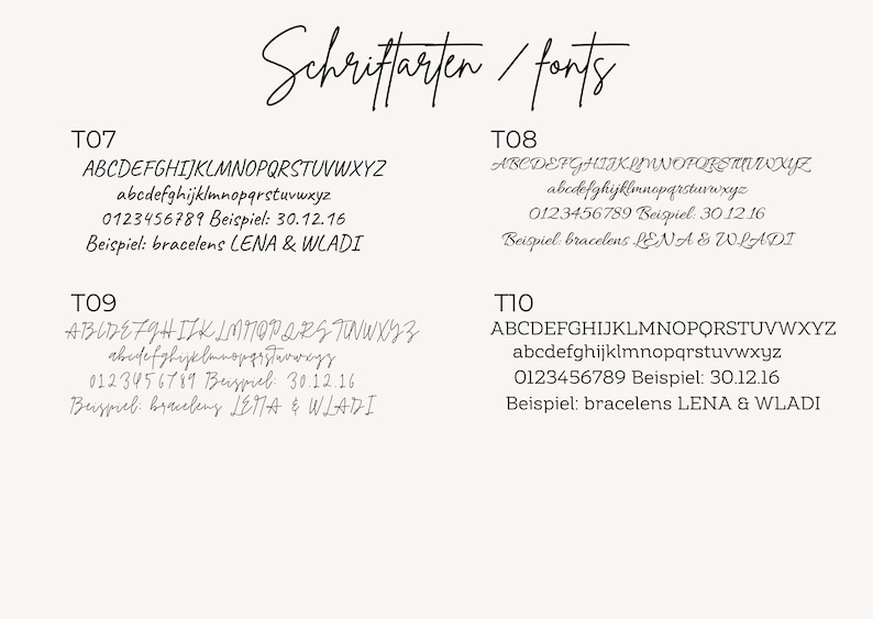 Weitere 4 Schriftarten zur Auswahl für personalisierte Manschettenknöpfe - personalisierte Geschenke zur Hochzeit
