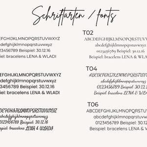 Auswahl an Schriftarten für personalisierte Schuh Tags zur Hochzeit – Accessoires für Hochzeitsfotos