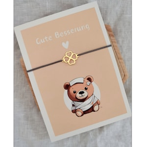 Gute Besserung Karte mit Kleeblatt Armband I Genesungsgeschenk