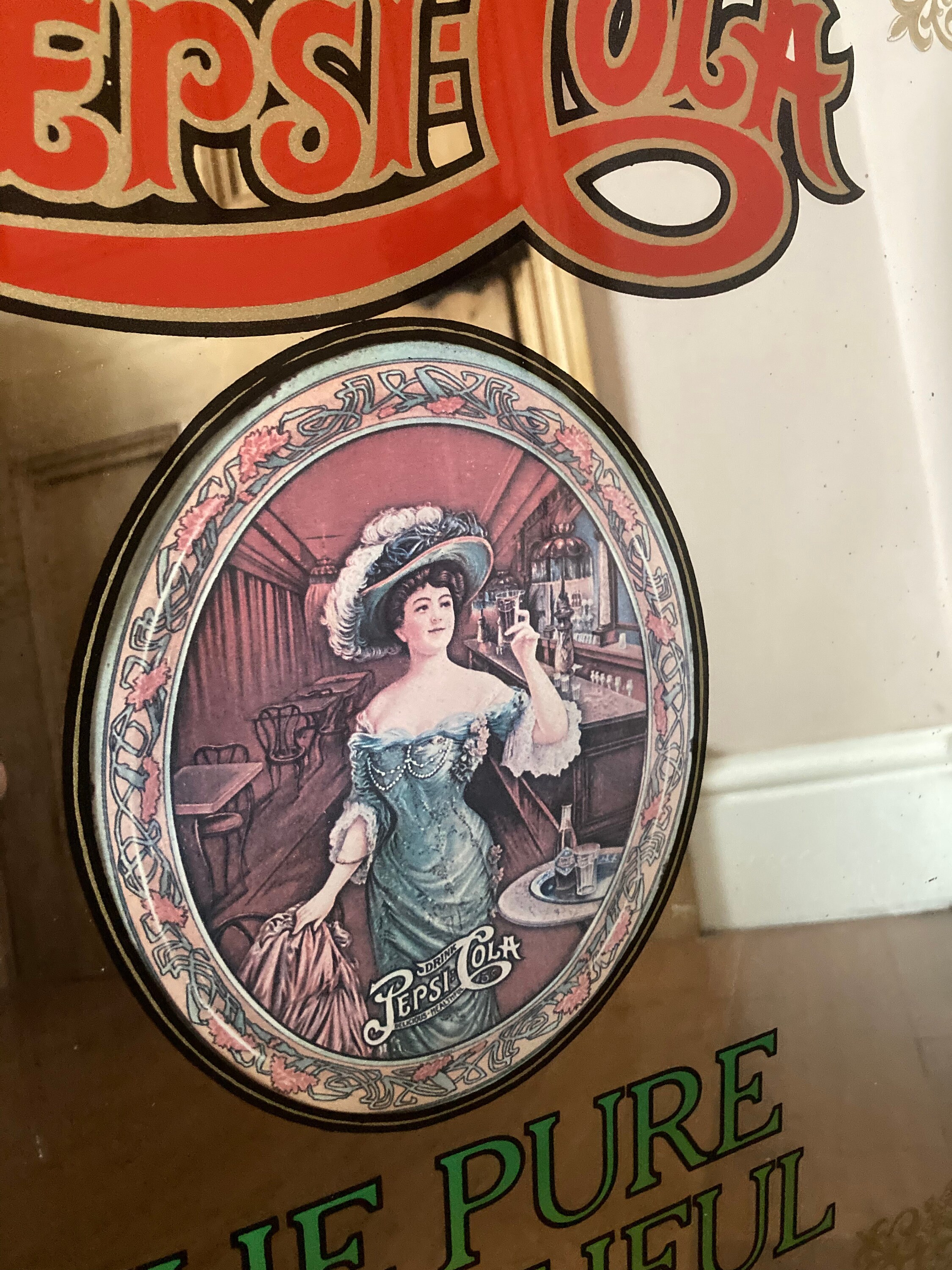 PEPSI-COLA 壁掛け　パブミラー　ビンテージ ペプシコーラ ヴィンテージパブミラー｜アンティーク雑貨