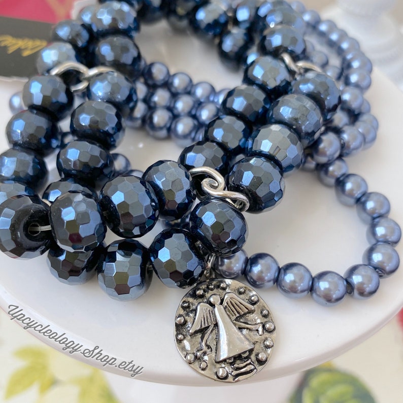 Beautiful 5 Piece Cookie Lee Smokey Blue Navy Genuine Crystal Etsy