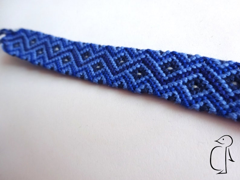 Blue palette zigzag river pattern cotton friendship bracelet