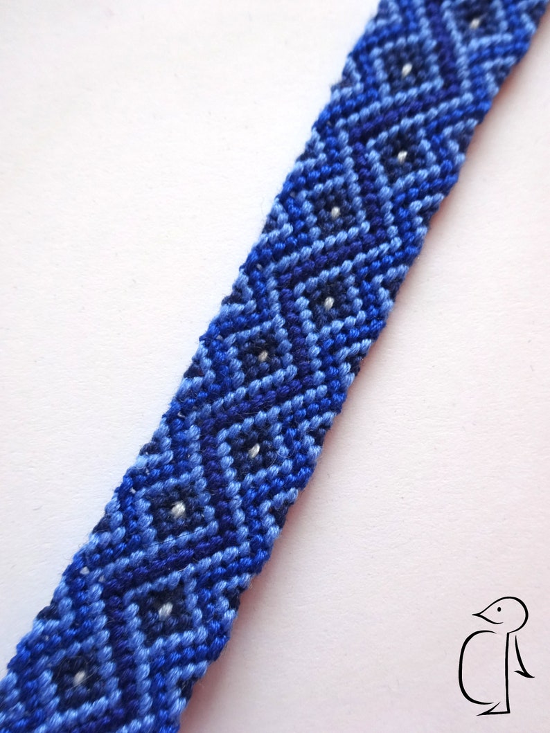 Blue palette zigzag river pattern cotton friendship bracelet