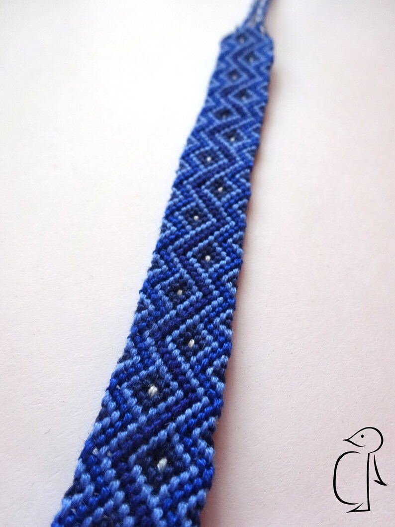 Blue palette zigzag river pattern cotton friendship bracelet