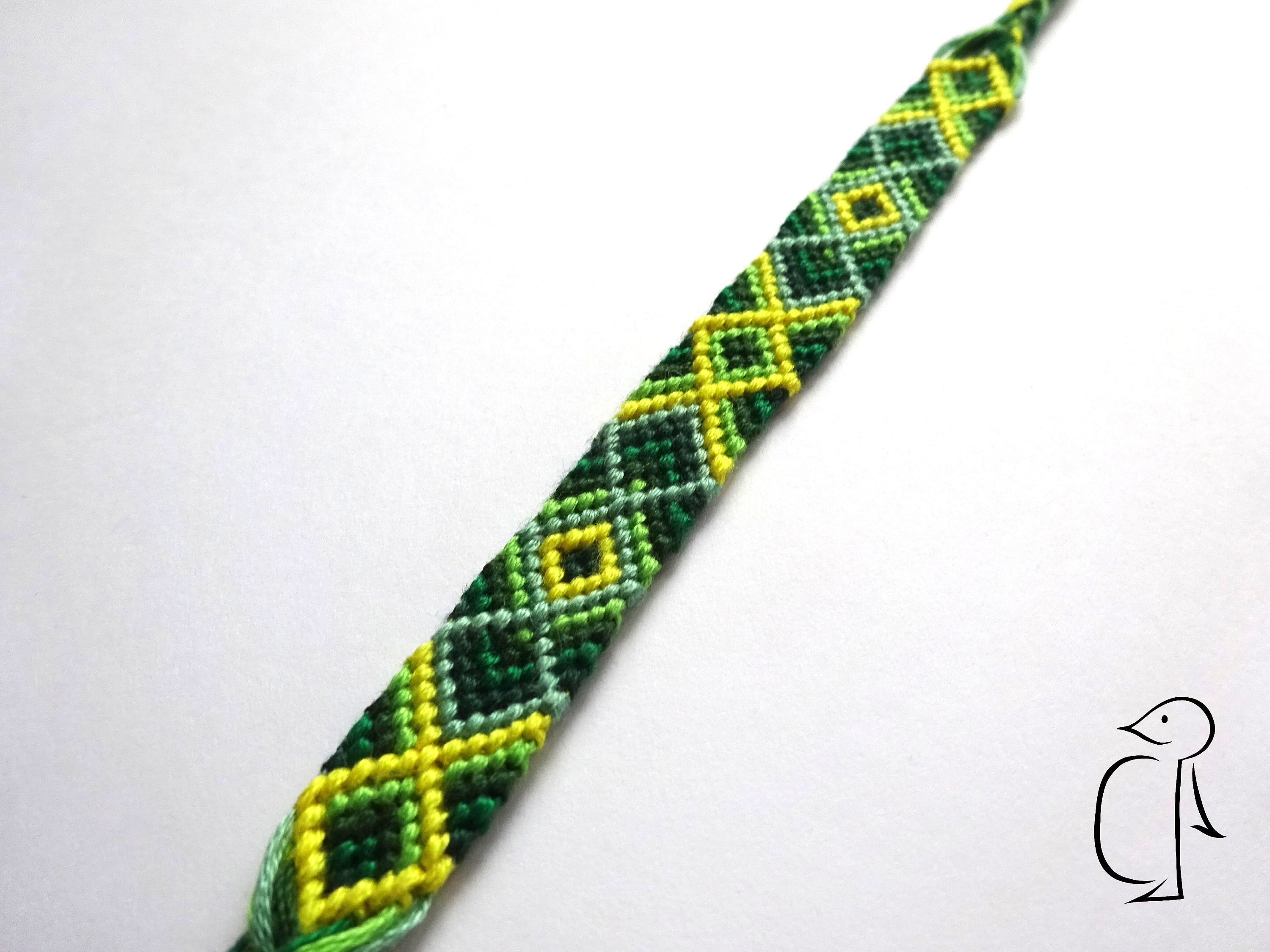 Green Snake Diamond Pattern Cotton Friendship Bracelet Etsy Ireland