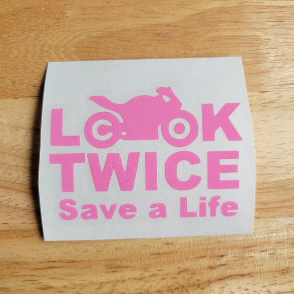 Look Twice Save a Life Motorcycle Vinyl Decal 22 colors 15 sizes Sticker Car Truck Phone Laptop Tumbler Window Sticker