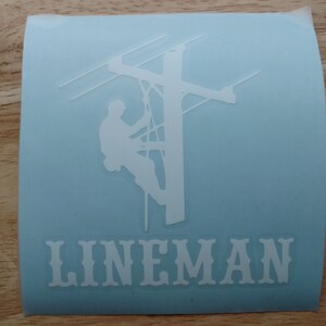 Lineman Power Line Utility Worker Vinyl Decal 22 Colors 10 Sizes to ...