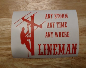 Lineman Power Line Utility Worker Vinyl Decal 22 colors 6 sizes to choose Sticker Car Truck Phone Laptop  Tumbler Decal Window Sticker