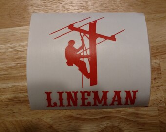 Lineman Power Line Utility Worker Vinyl Decal 22 colors 10 sizes to choose Sticker Car Truck Phone Laptop Tumbler Decal Window Sticker