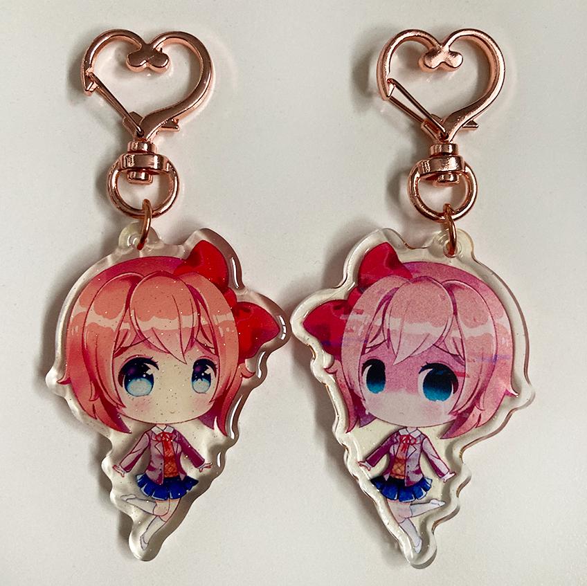 Doki Doki Literature Club DDLC Glitter Epoxy Acrylic Charms Heart ...
