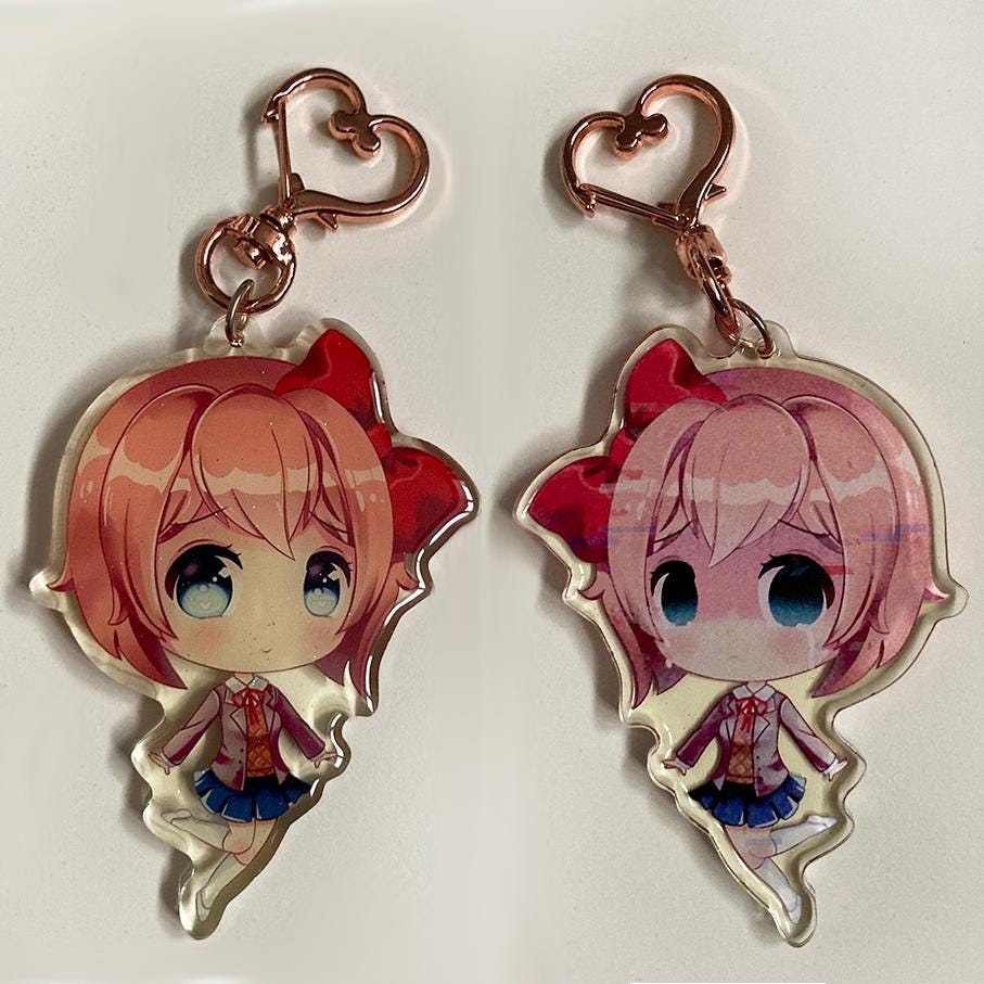 Doki Doki Literature Club DDLC Glitter Epoxy Acrylic Charms Heart ...