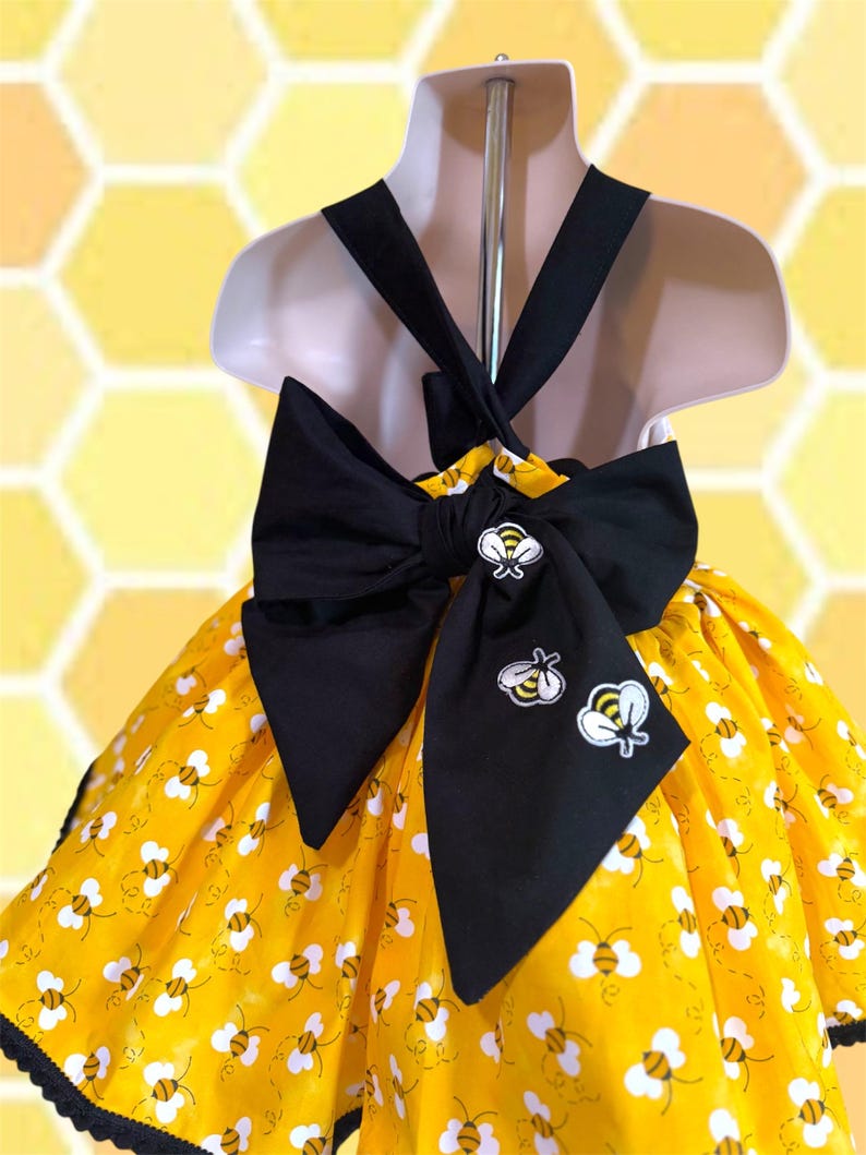 Vestido acolchado hecho a mano de Abejita chiquitita imagen 5
