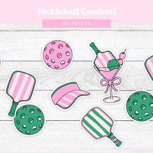 Pickleball Konfetti | Pickleball Bachelorette oder Geburtstagsdekoration | Rosa und Grün | Perfect Match Dekor (60 Teile)