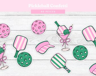 Pickleball Confetti: Pink & Green Party Decorations (60 Pieces)