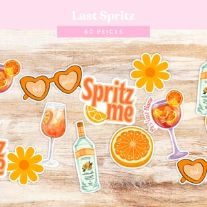 Último rocío como Miss Confetti / Aperol Spritz Decoración para despedida de soltera / Decoración para mesa de despedida de soltera / Tema de fiesta naranja (60 piezas)
