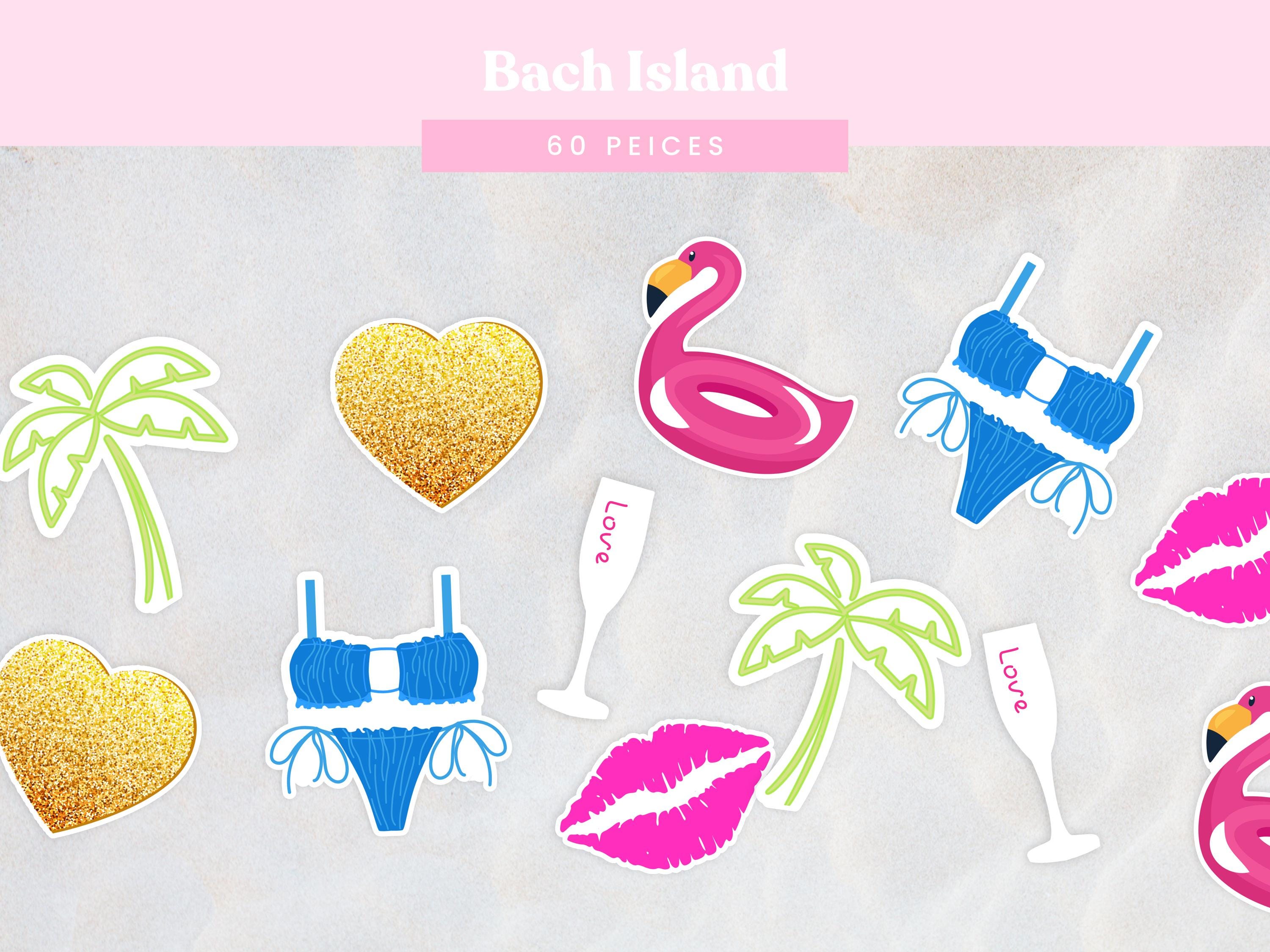 Island Pool Party Bachelorette Confetti | Tropical Poolside Decorations | Palm Trees, Champagne Flutes, Bikinis & Flamingos (60 Pieces)