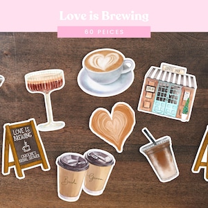 Confeti Love is Brewing / Decoración para despedidas de soltera y de soltera / Temática de cafetería / Martinis espresso, café con leche helado o caliente (60 piezas)