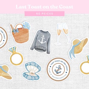 Confeti para despedida de soltera de Last Toast on the Coast / Abuela costera / Decoración náutica y de playa / Campanas de boda y conchas marinas (60 piezas)