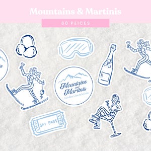 Mountains & Martinis Confetti: Winter Bachelorette Apres Ski Decor (60 Pieces)