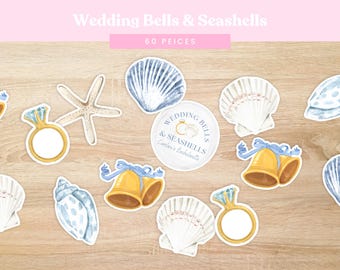 Seashell Wedding Confetti: Coastal Bridal Shower Decor (60 Pieces)