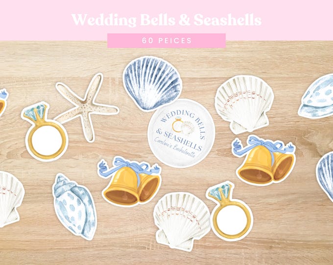 Wedding Bells & Seashells Confetti | Coastal Bridal Shower | Blue ...