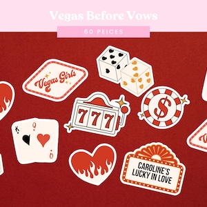 Confeti de Vegas Before Vows / Decoración para despedida de soltera con Lucky in Love / Temática de Showgirl y Casino Royale / Opción personalizable (60 piezas)