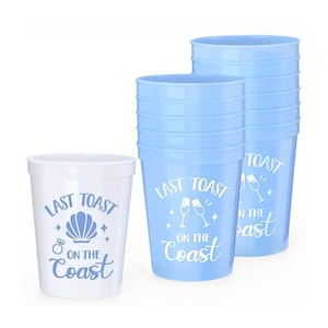 Vasos para la fiesta "Último Brindis en la Costa": Decoración playera para despedida de soltera