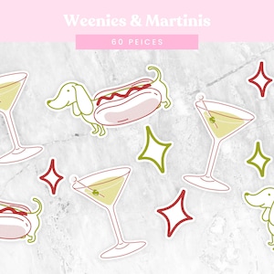 Dachshund Weenies and Martinis Confetti: Bachelorette Party Decor (60 Pieces)